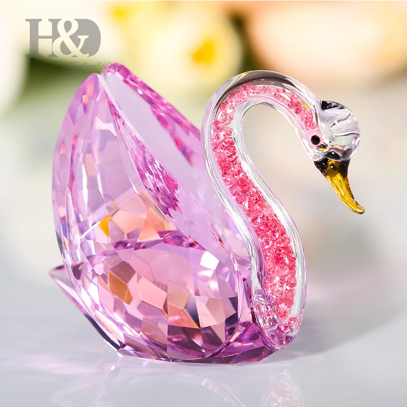 H D Crystal Swan Figurine Ornament Collection with Rhinestones Home Wedding Decoration Gifts Christmas Birthday Gift